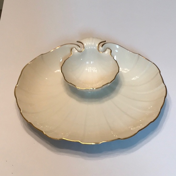 Lenox Dining Vintage 2 Lenox Chip N Dip W Gold Trim Usa Aegean